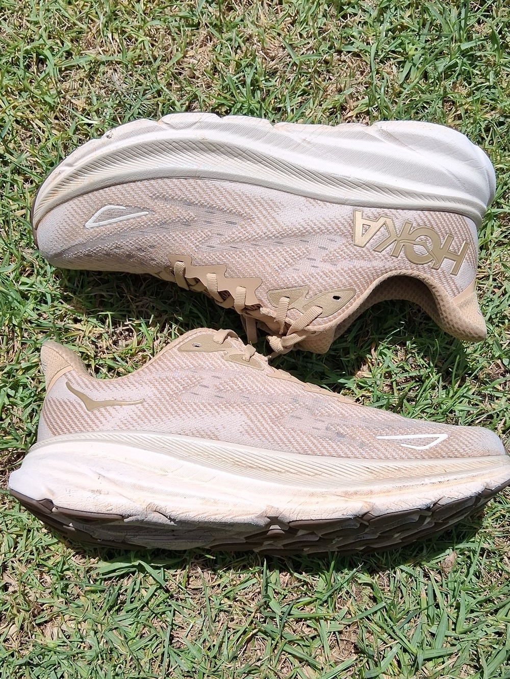 Hoka Neutral-Tone Running Shoes in Beige